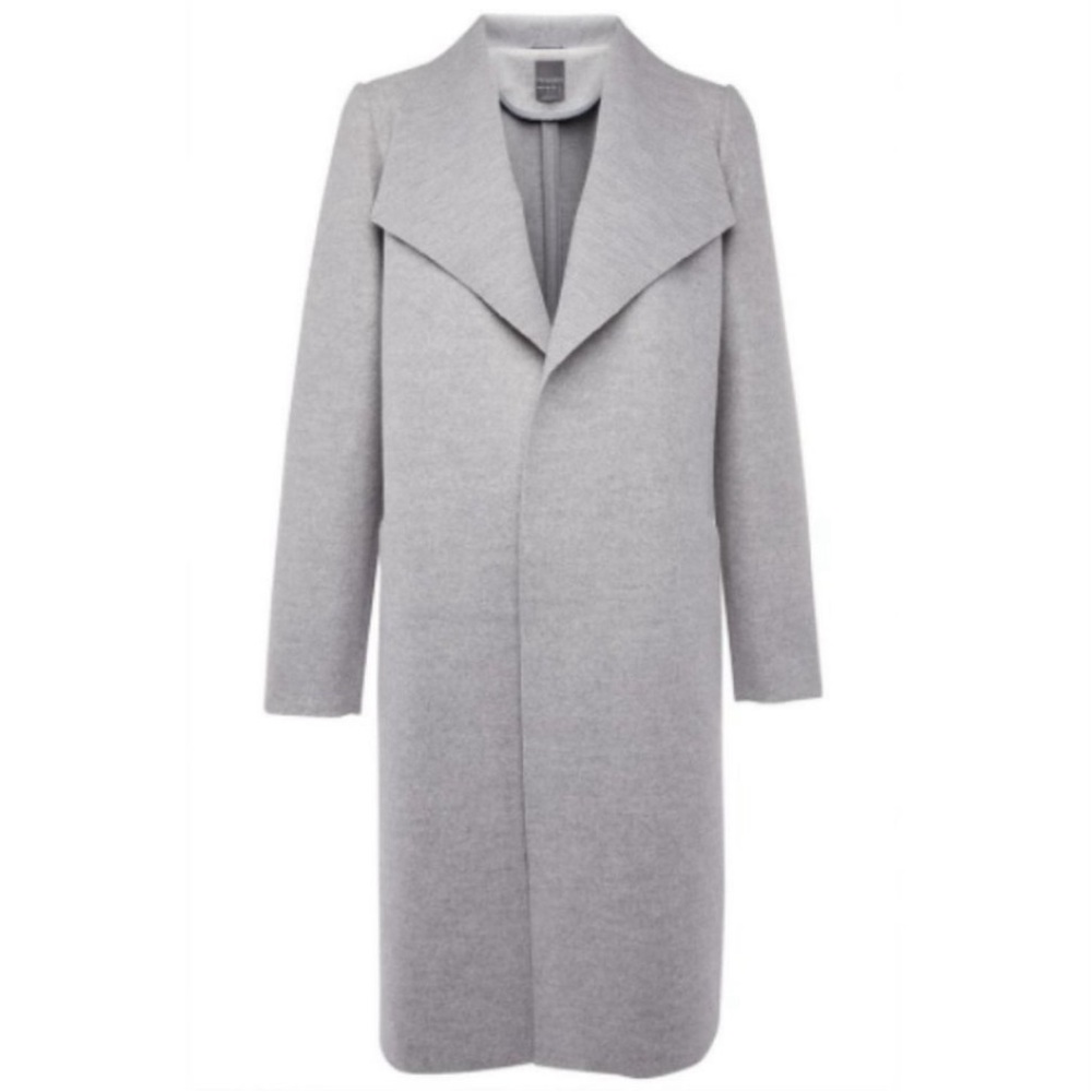 Grey Long Winter Coat with Pockets
